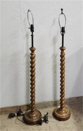 Nice Wood Spindle Floor Lamps...54" Tall