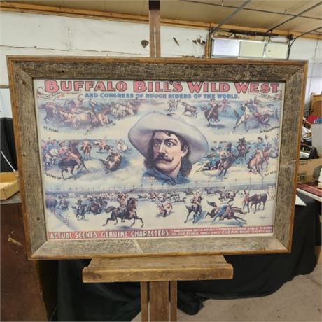 Awesome Barnwood Framed Buffalo Bill's Wild West Poster...36x26