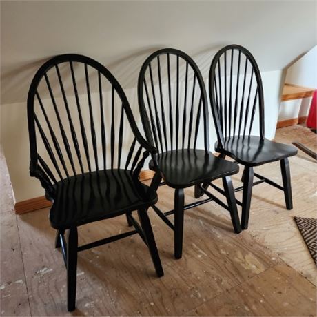 3 Black Antique Chairs - Attic