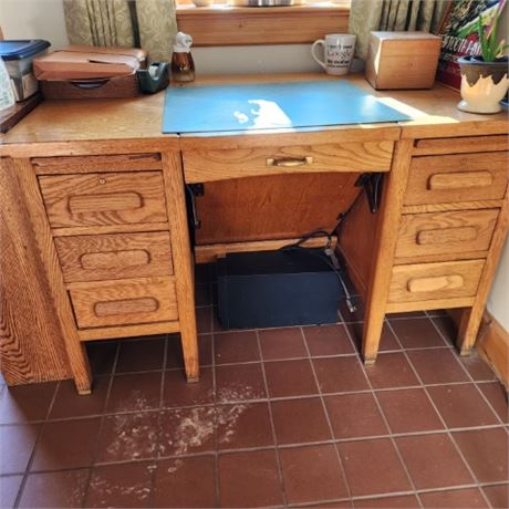 Antique Oak Typewriter Desk - Downstairs