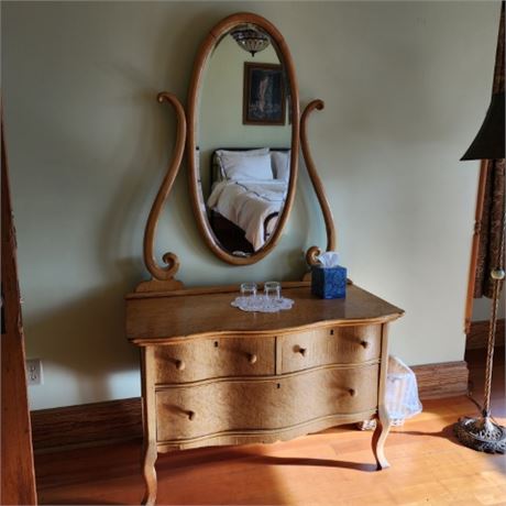 Antique Dresser w/ Oval Mirror - 42x22x73 - 2nd Floor Room 11