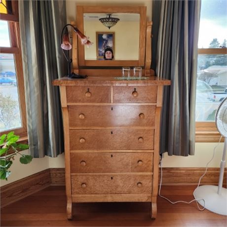 Antique Tall Dresser w/ Mirror  - 32x21x69 - 2nd Floor Room 7