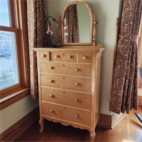 Antique Tall Dresser w/ Mirror - 32x20x68 - 2nd Floor Room 11