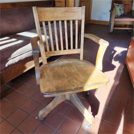 Antique Rolling Adjustable Office Chair - Downstairs