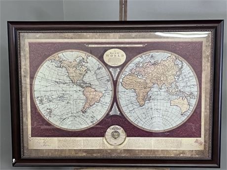 Super Cool Framed Map of The World...40x28