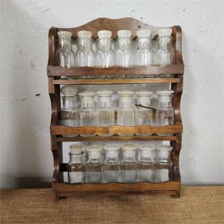 Vintage Spice Rack & Lidded Jars