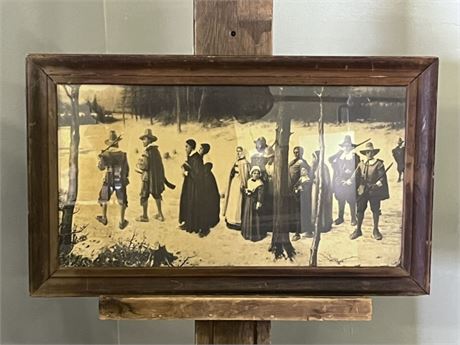 Vintage Framed Print of Pilgrims...28x16