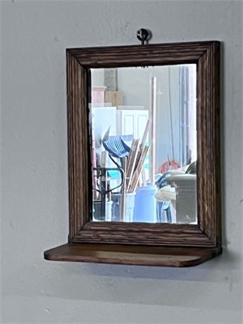 Awesome Antique Wood Framed Mirror with Drop Shelf...9x11