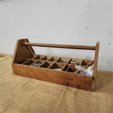 Vintage Wood Hardware Carpenters Caddy with Hardware