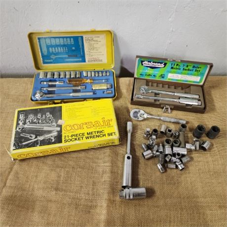 Socket Sets with Assorted Sockets & Drives