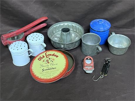 Vintage Kitchen Tin-Ware & Ricer