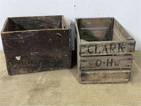 Vintage Wood Crate Pair