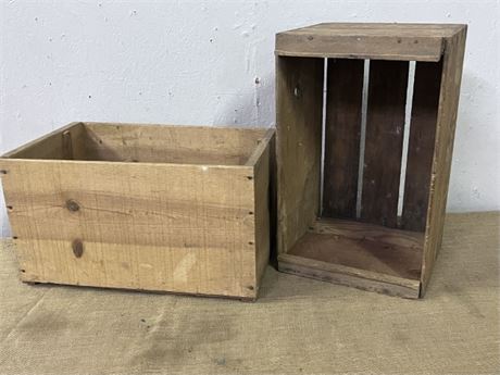 Vintage Wood Crate Pair