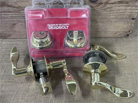 Brass Deadbolt & Door Handle