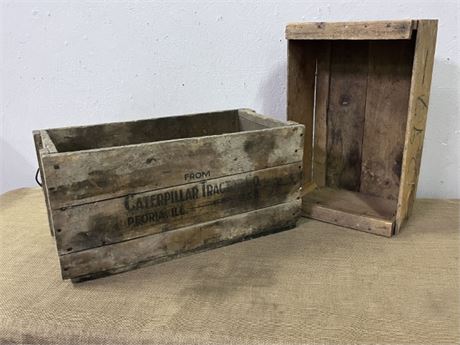 2 Vintage Wood Crates