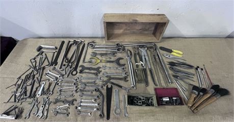 Assorted Tools with Wood Crate
