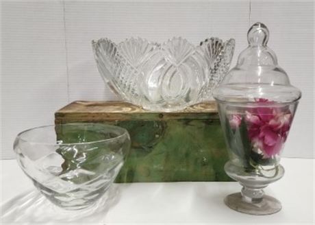 Nice Large Glass Bowl Servers & Decanter