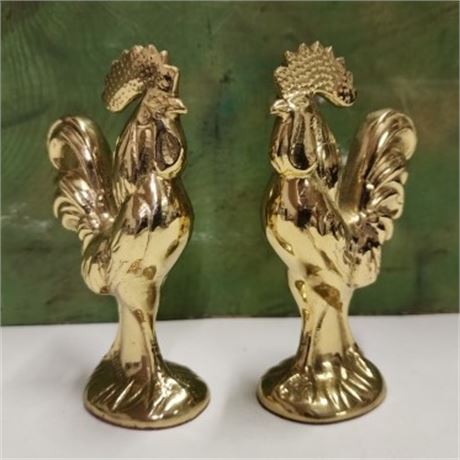 Brass Rooster Pair
