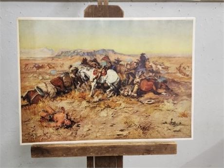 Vintage CM Russell Print 23x16...Nice Condition!