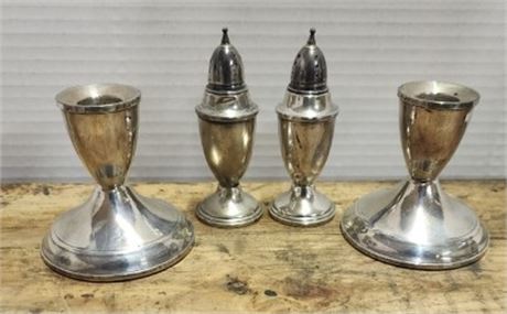 Sterling Silver Candle Holders & Salt/Pepper...1lb