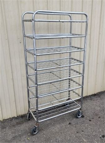 Vintage Chrome Rolling Market Shelving Unit