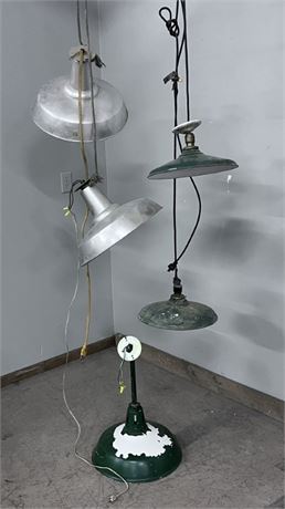 4-Vintage Hanging Domed Light Fixtures