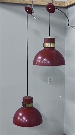 Vintage Hanging Dome Light Fixture Pair..