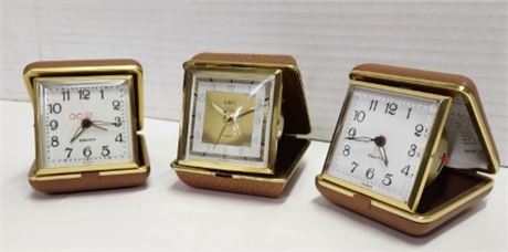 Vintage Travel Alarm Clock Trio