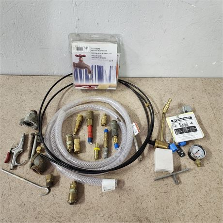 Assorted Brass Air Couplers/Connectors/Hose/New Gage