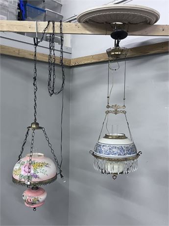 Nice Antique Hanging Light Fixture Pair