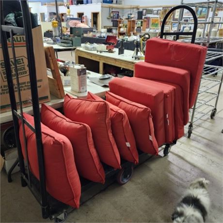 Red Outdoor Patio Cushions...10pc