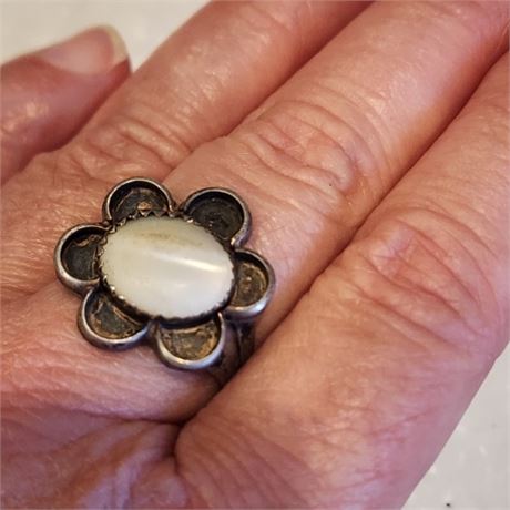 Sterling Silver Moonstone Ring - Sz 7
