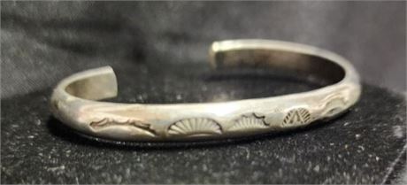 Stamped Design Sterling Silver Bracelet