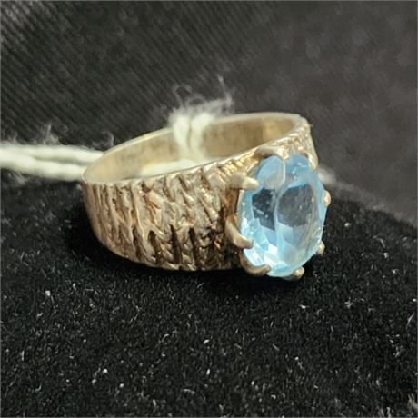 Antique Sterling Blue Topaz Ring...6 3/4 size