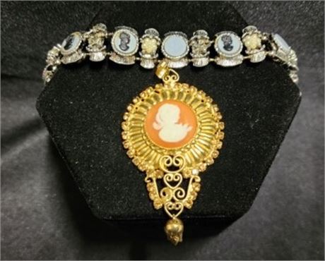 Collectible Cameo Bracelet & Large Pendant