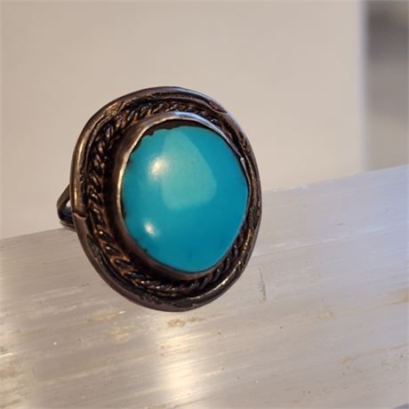 Sterling & Turquoise Vintage Ring - Sz 7