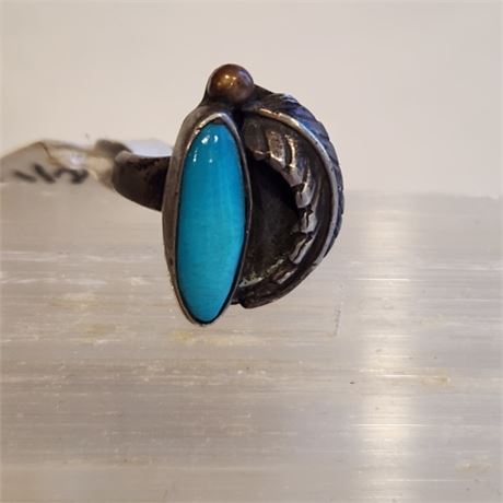 Sterling Silver Turquoise Vintage Ring - Sz 4½