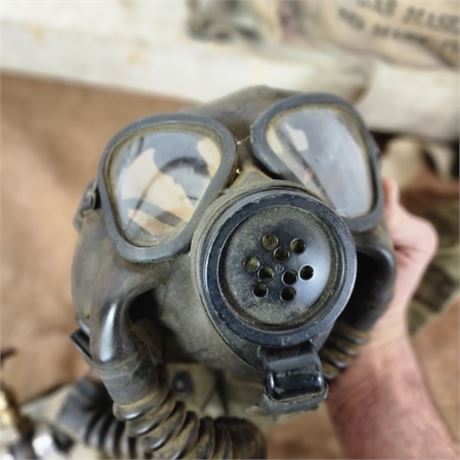 Vintage US Navy Gas Mask w/ Bag