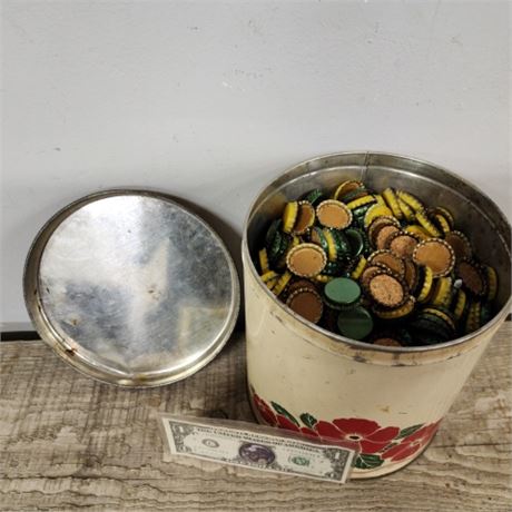 Vintage Lidded Cannister w/ Cork Lined Bottle Caps