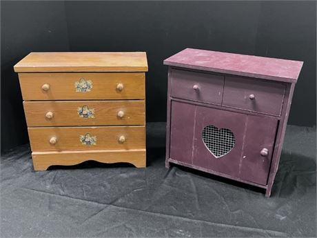Mini Small Vintage Dresser/Cabinet/Jewelry Box Pair