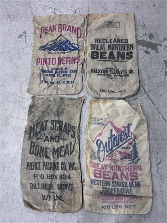 Collectible Billings Mt Burlap Dry Good Bags