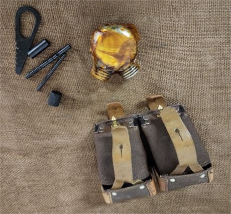 Vintage Military Pouch with Grease & Gun Maintenance Tools