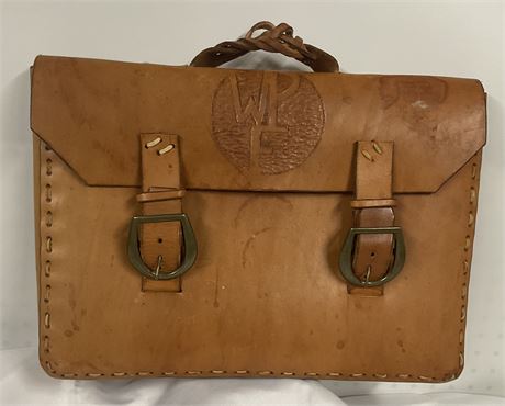 HAND TOOLED LEATHER BAG 17” x 13”