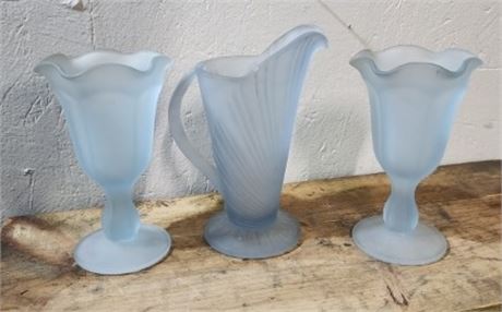 Vintage Blue Satin Glass