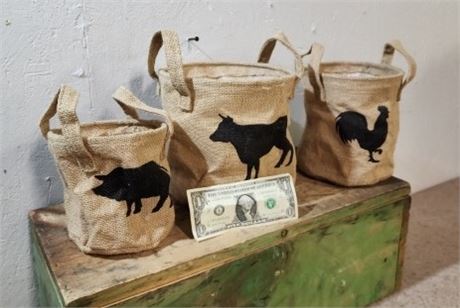 Burlap Farm Style Deco Bags
