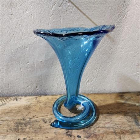 Vintage Wimsey Hand Blown Blue Vase