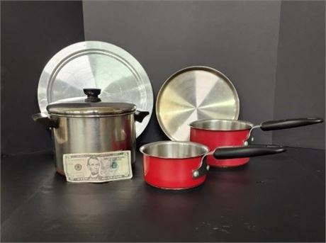 Nice Kitchen Aid Pans/Stainless Copper Bottom Pot & Trays