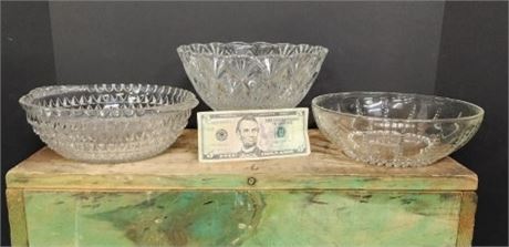 Vintage Cut Glass Serving Bowls