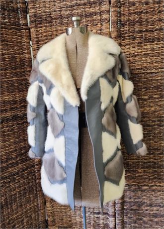 Super Cool Vintage Leather & Fur Coat - Sz not listed - Seems to be SMALL