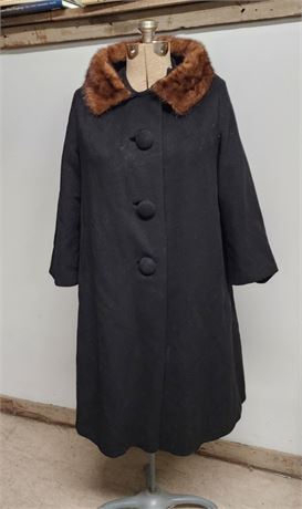 Vintage Wool w/ Fur Collar Coat - Sz not marked